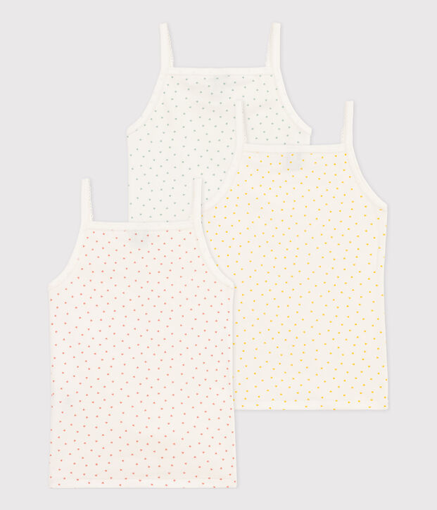 Lot de 3 chemises &agrave; bretelles petits coeurs en coton petite fille multicouleur