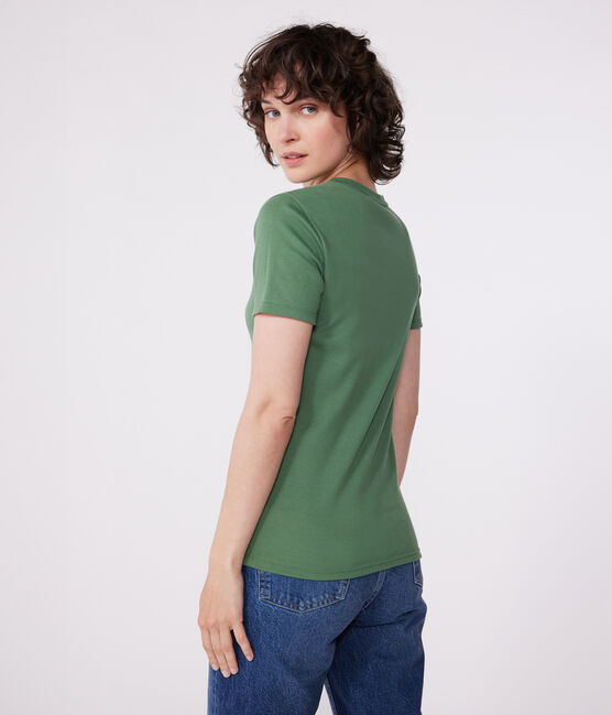 Tee-shirt Femme à manches courtes en lin vert PALMERAIE