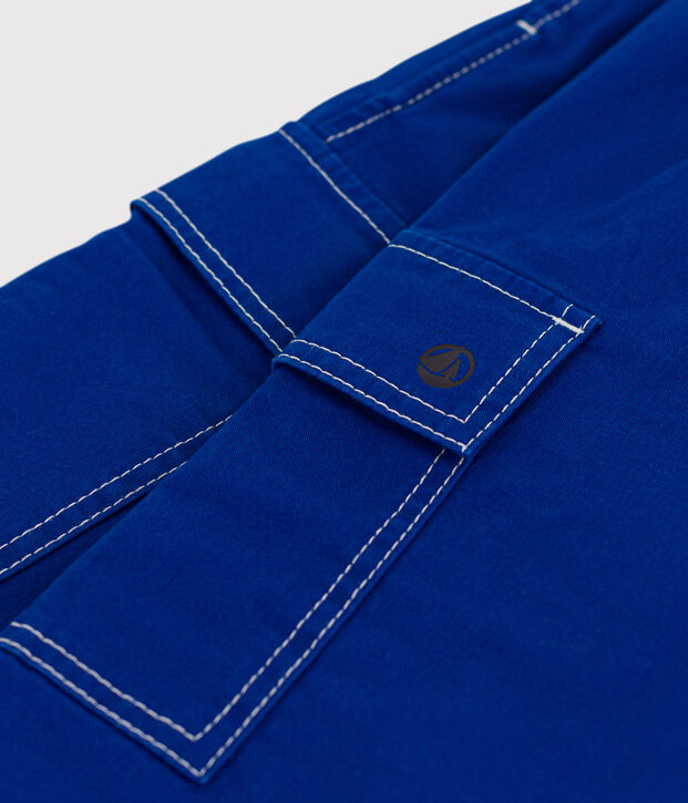 Pantalon cargo en serg&eacute; enfant fille / gar&ccedil;on bleu