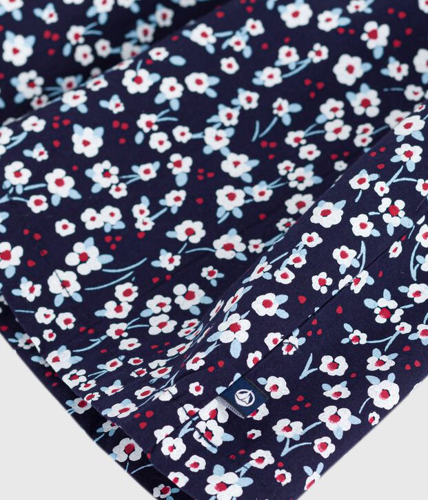 Robe enfant manches longues en coton bleu/multicouleur