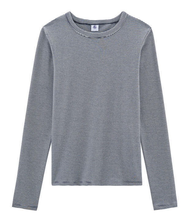 Tee shirt manches longues iconique femme bleu/blanc