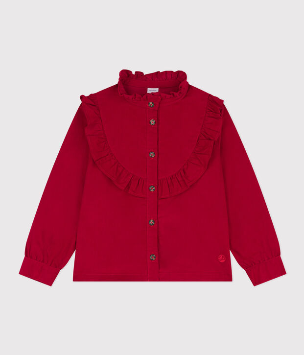 Blouse en velours fin enfant fille rouge