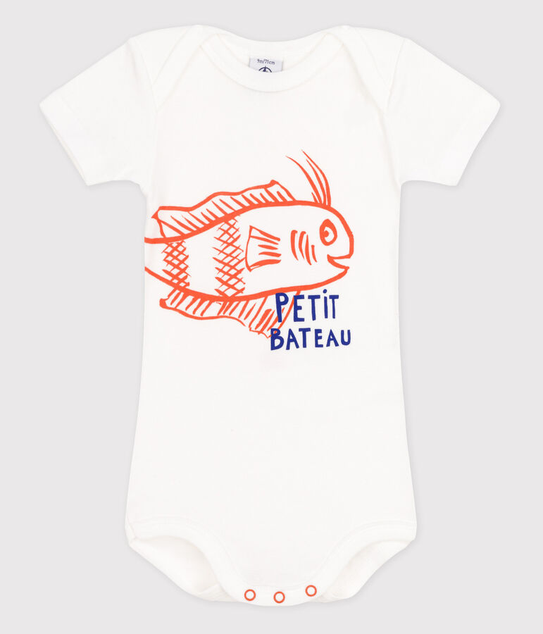 Body manches courtes b&eacute;b&eacute; fille blanc/orange