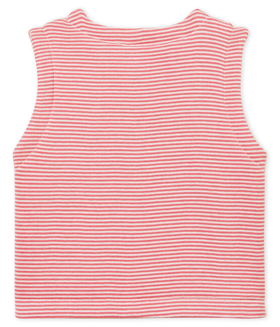 Gilet sans manches bébé en côte rose CHEEK/blanc MARSHMALLOW