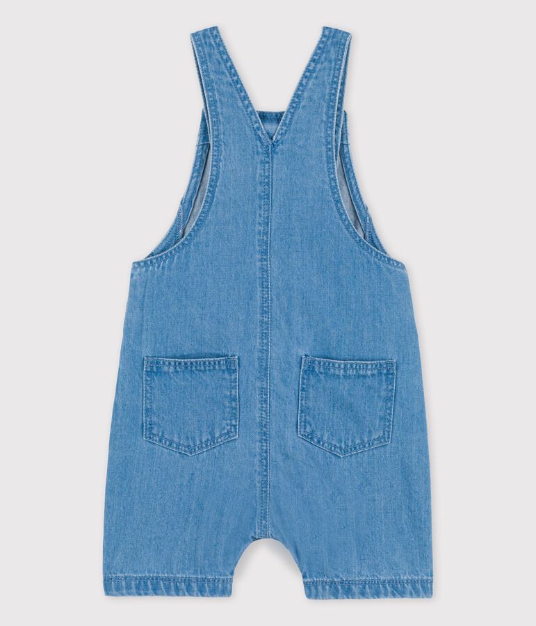 Salopette courte denim l&eacute;ger bio b&eacute;b&eacute; bleu DENIM CLAIR
