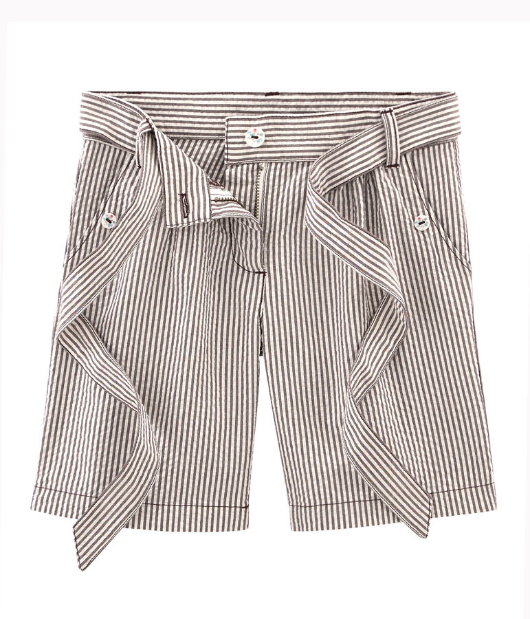 Short enfant fille marron/blanc