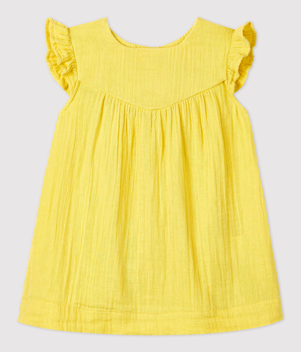 Robe en gaze de coton bio b&eacute;b&eacute; jaune