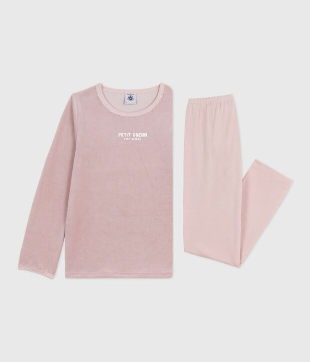Pyjama en velours enfant rose/multicouleur