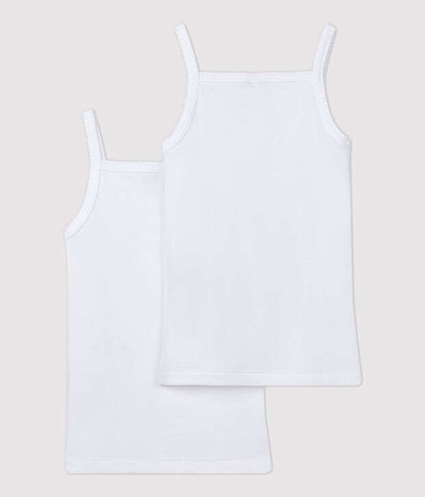 Lot de 2 chemises &agrave; bretelles blanches petite fille multicouleur