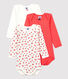 Lot de 3 bodies manches longues fleurs bébé fille en coton biologique