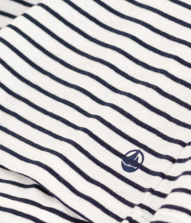 Tee-shirt l'Iconique en coton ray&eacute; femme blanc/bleu