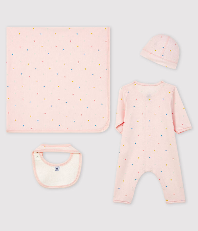 Coffret cadeau naissance b&eacute;b&eacute; fille en c&ocirc;te multicouleur