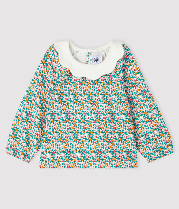Blouse manches longues b&eacute;b&eacute; fille blanc/multicouleur