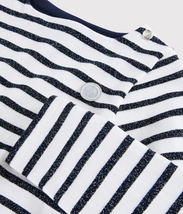 Marini&egrave;re en jersey enfant fille blanc/SMOKING ARGENT BRILLANT