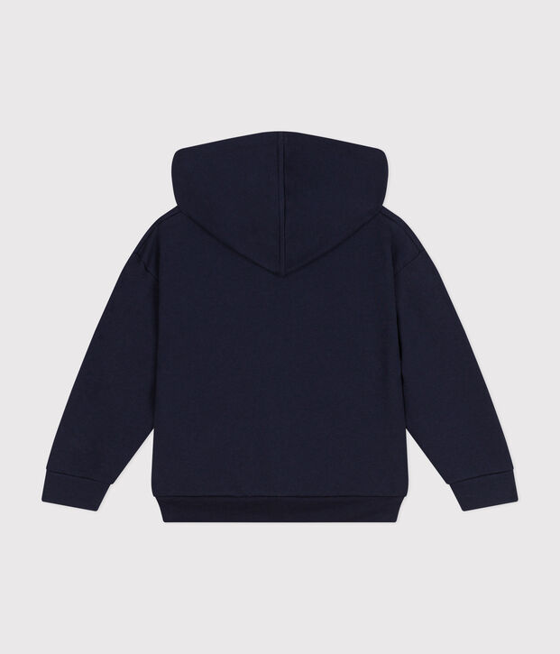 Sweatshirt zipp&eacute; &agrave; capuche en molleton enfant fille bleu marine
