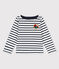 Marinière en coton enfant fille blanc MARSHMALLOW/bleu SMOKING