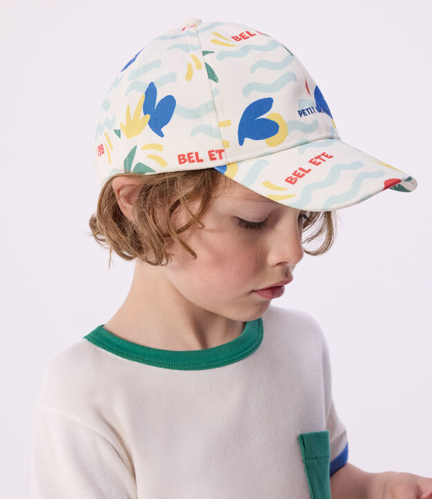 Casquette enfant en coton imprim&eacute; palmiers &eacute;cru/multicouleur