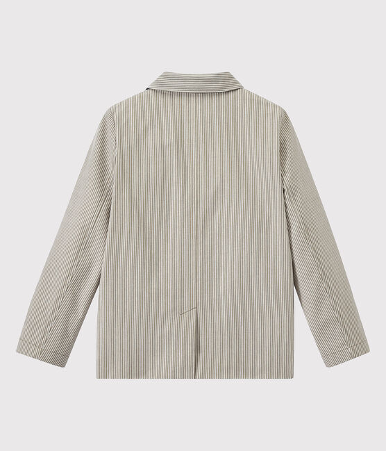 Veste garçon en toile rayée gris MINERAI/blanc LAIT