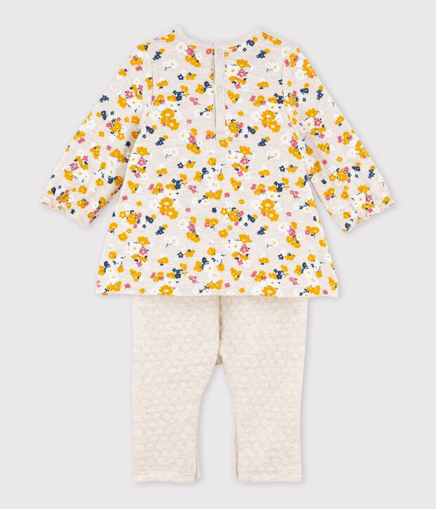 Combinaison longue b&eacute;b&eacute; fille beige/multicouleur