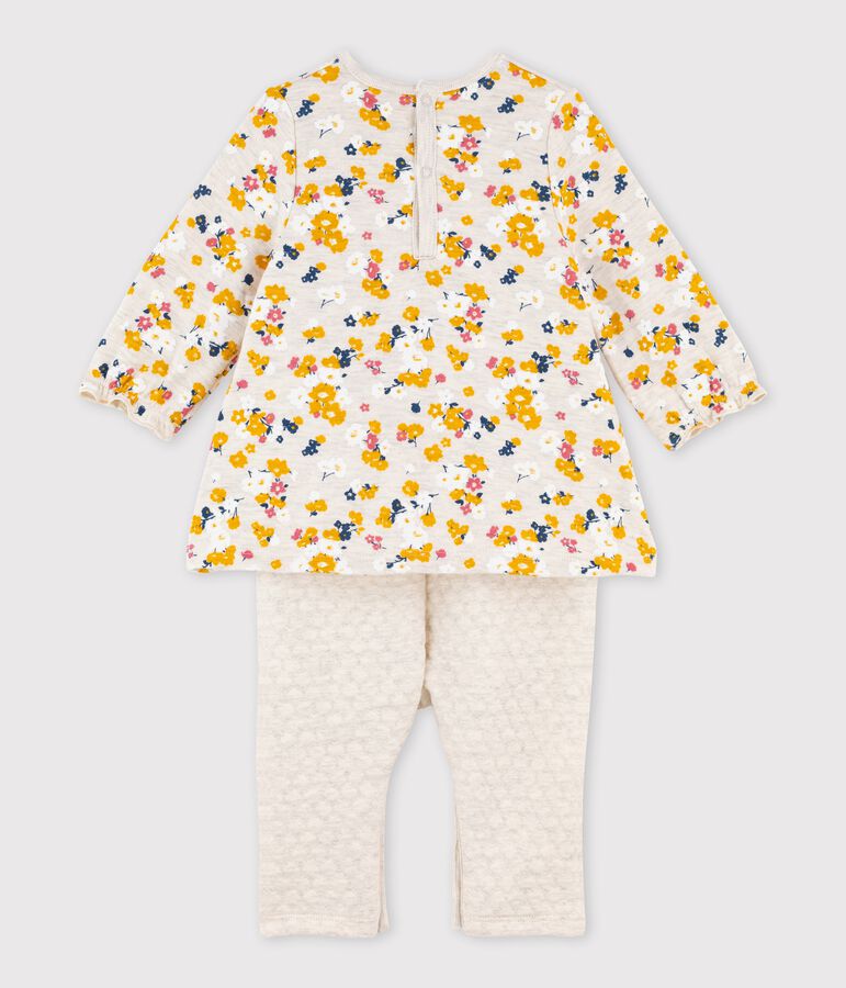 Combinaison longue b&eacute;b&eacute; fille beige MONTELIMAR/blanc MULTICO