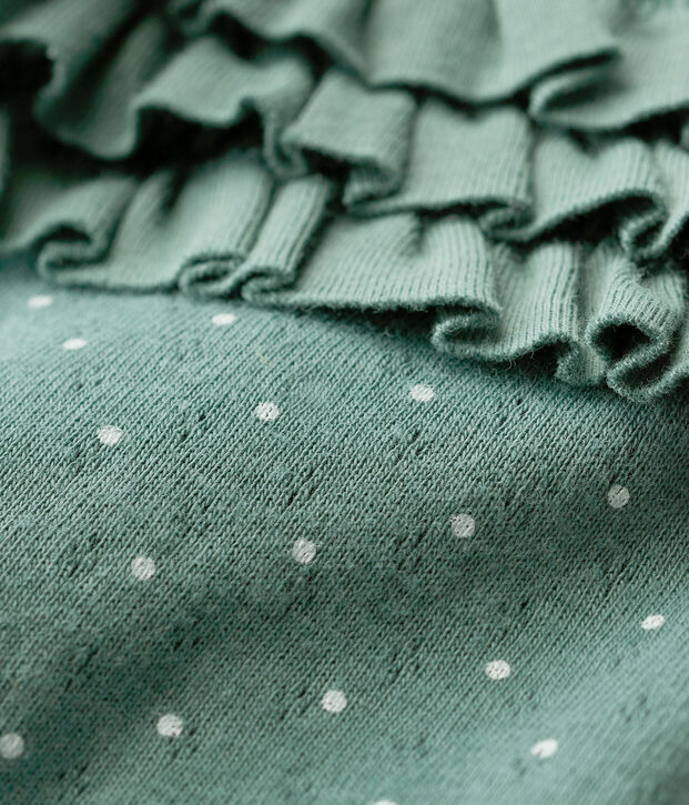 Legging imprim&eacute;e en coton b&eacute;b&eacute; fille vert/blanc