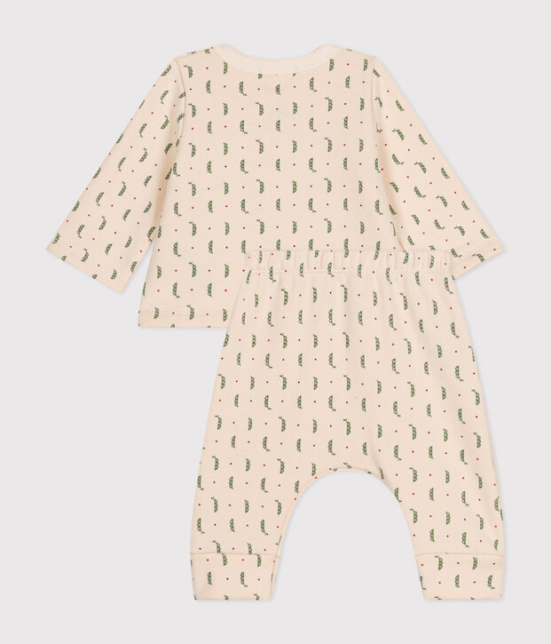 Ensemble 2 pi&egrave;ces en molleton b&eacute;b&eacute; &eacute;cru/multicouleur