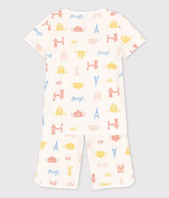 Pyjacourt Paris petite fille en coton blanc MARSHMALLOW/blanc MULTICO