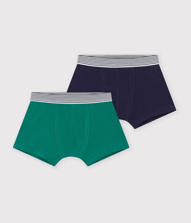 Lot de boxers enfant en coton et &eacute;lasthanne uni multicouleur