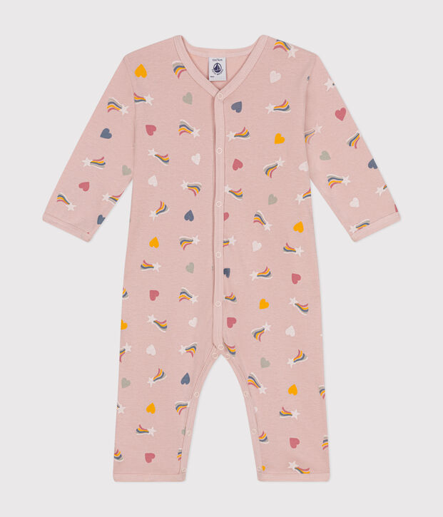Pyjama sans pieds imprim&eacute; en coton b&eacute;b&eacute; rose/multicouleur