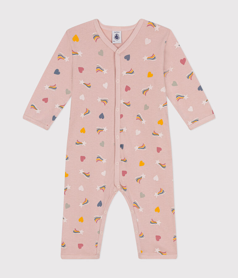 Pyjama sans pieds imprim&eacute; en coton b&eacute;b&eacute; rose SALINE/blanc MULTICO