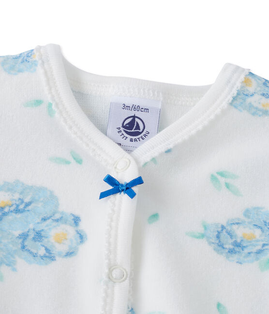 Dors bien bébé fille en velours imprimé blanc LAIT/bleu BLEU/ MULTICO
