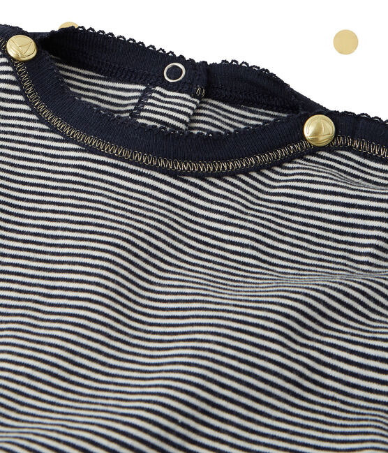 Robe fille manches longues effet 2 en 1 Petit bateau x Marie-Agnès Gillot bleu SMOKING/beige COQUILLE