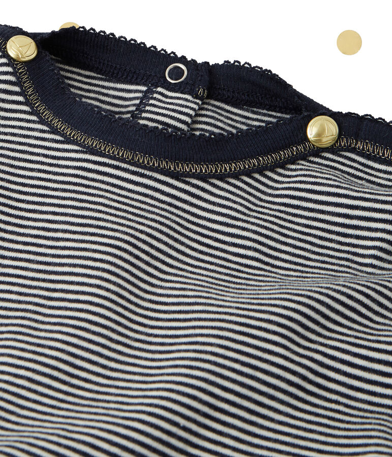 Robe fille manches longues effet 2 en 1 Petit bateau x Marie-Agn&egrave;s Gillot bleu SMOKING/beige COQUILLE