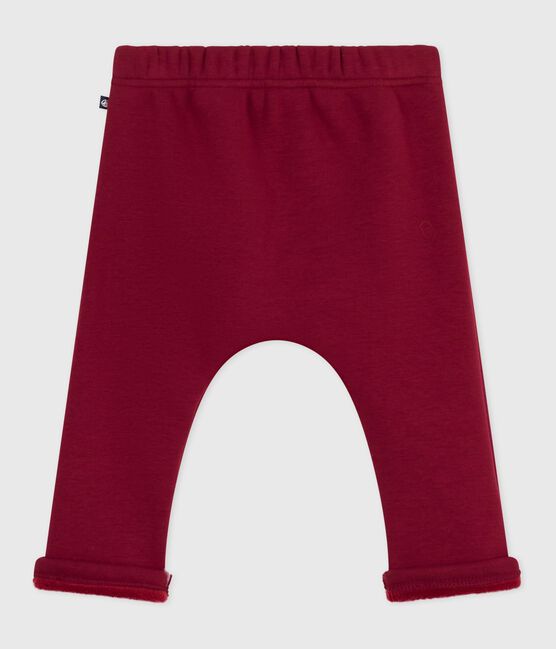 Pantalon bébé en coton doux et chaud uni AMARANTE