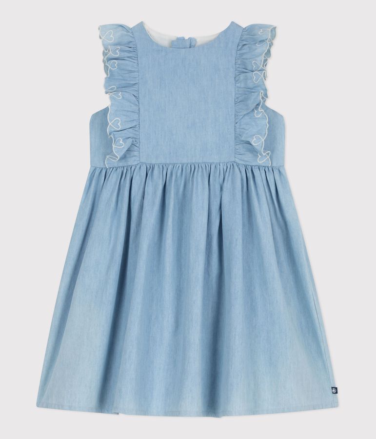Robe sans manches enfant en coton bleu BLEU CLAIR