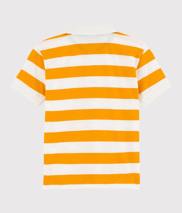 Polo manches courtes en jersey enfant gar&ccedil;on jaune/blanc