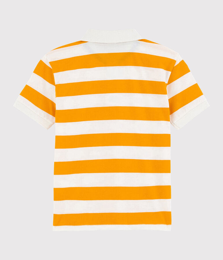 Polo manches courtes en jersey enfant gar&ccedil;on jaune/blanc