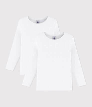 PETIT BATEAU - Lots de 2 tee-shirts manches longues blancs petit garçon