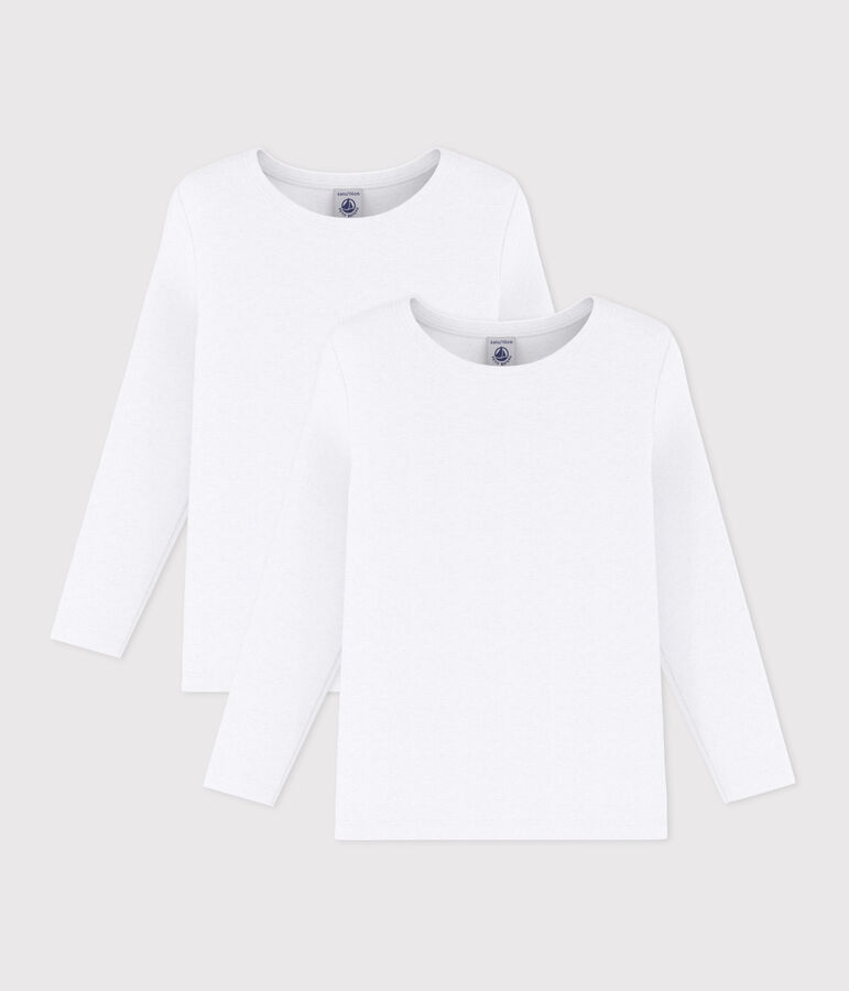 Lots de 2 tee-shirts manches longues blancs petit gar&ccedil;on variante 1