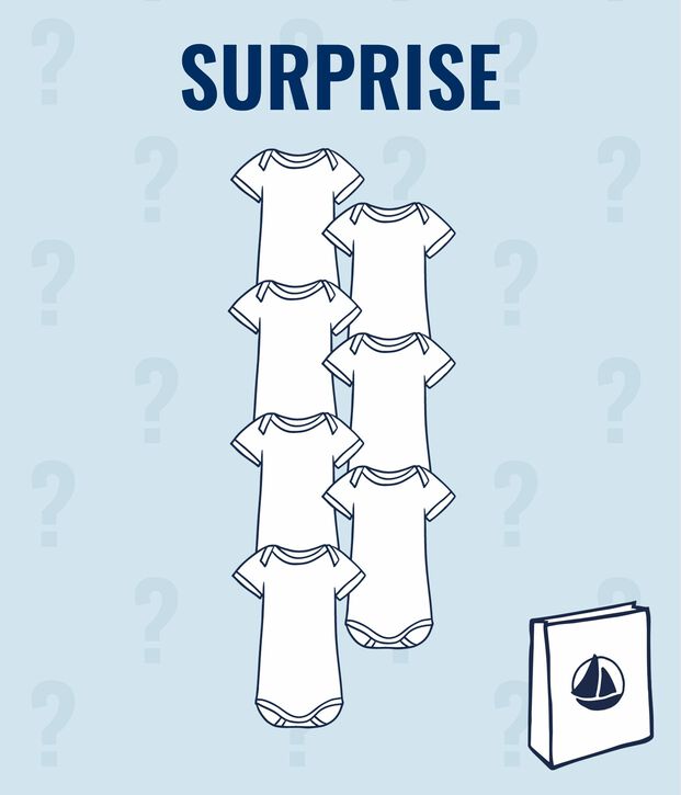 Lot surprise de 7 bodies manches courtes b&eacute;b&eacute; gar&ccedil;on multicouleur