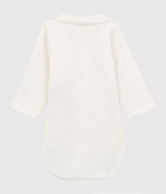 Body à col brodé bébé en coton biologique blanc MARSHMALLOW