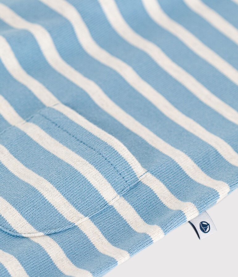Combinaison courte ray&eacute;e marini&egrave;re en jersey &eacute;pais b&eacute;b&eacute; bleu/beige