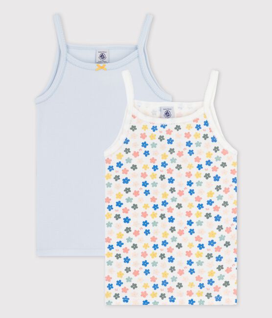 Lot de 2 chemises à bretelles fleurs rétro phosphorescents petite fille en coton variante 1
