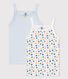 Lot de 2 chemises à bretelles fleurs rétro phosphorescents petite fille en coton