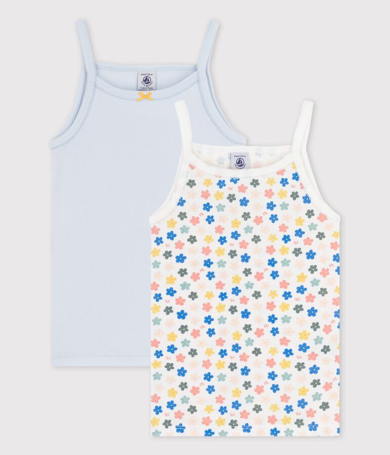 Lot de 2 chemises &agrave; bretelles fleurs r&eacute;tro phosphorescents petite fille en coton variante 1