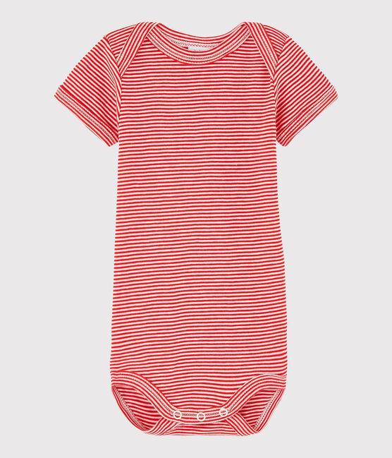 Body manches courtes bébé fille-garçon rouge PEPS/blanc MARSHMALLOW