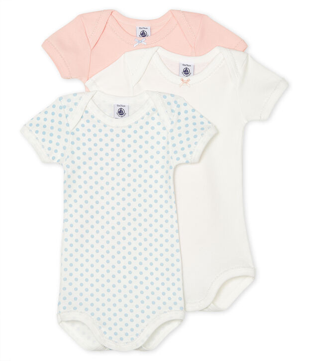 Trio de bodies manches courtes b&eacute;b&eacute; fille multicouleur