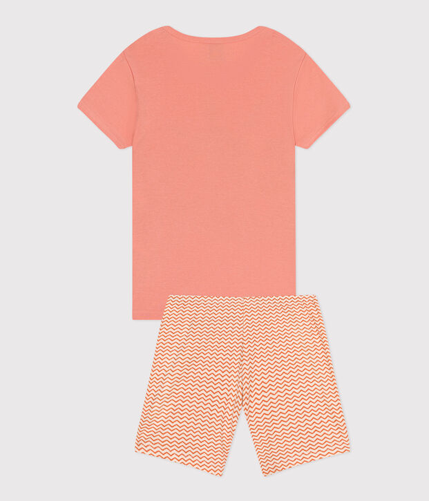 Pyjama short enfant en coton orange/multicouleur