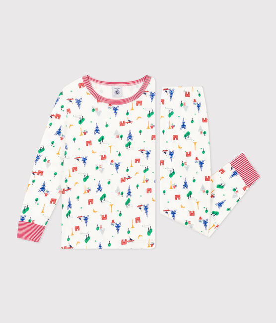 Pyjama imprimé motif Paris en coton enfant blanc MARSHMALLOW/blanc MULTICO