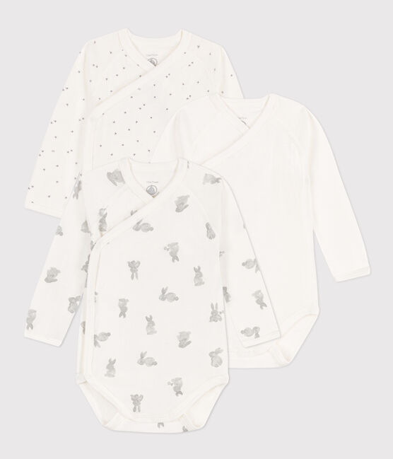 Lot de 3 bodies croisés manches longues lapins en coton bébé variante 1